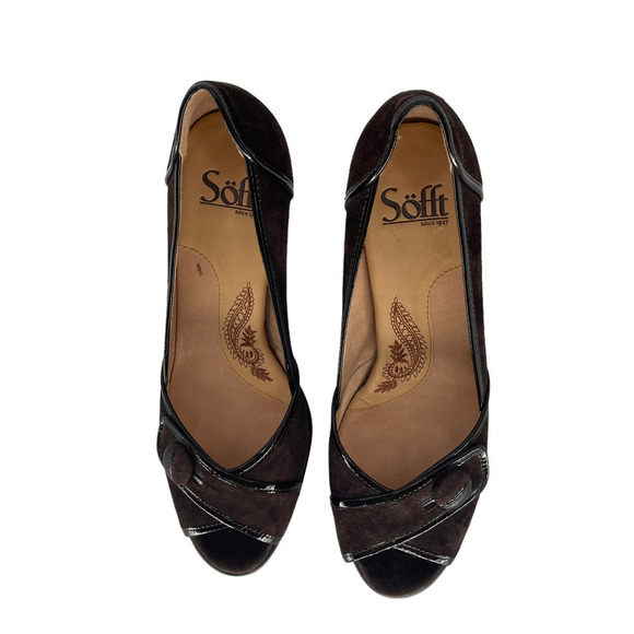 Sofft Brown Suede Upper Open Toe Heel Shoe Size 7.5 - Picture 7 of 7